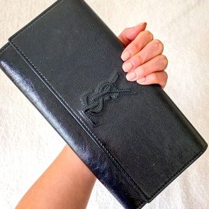 YSL Black Patented Textured Calfskin Belle Du Jour